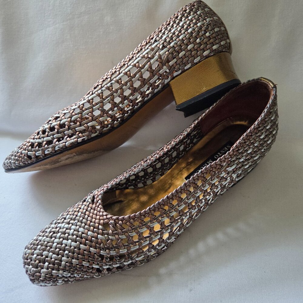 Vintage Sesto Meucci Woven Metallic Heels - Picture 6 of 15